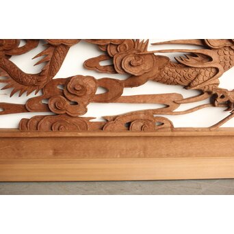 茂一作 木彫欄間 雲龍図 2枚1組　R0233Y 