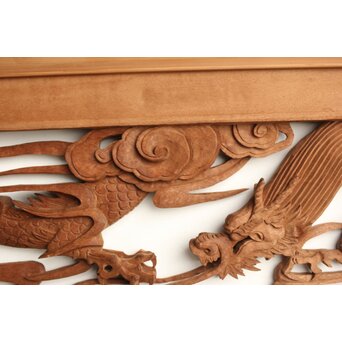 茂一作 木彫欄間 雲龍図 2枚1組　R0233Y 