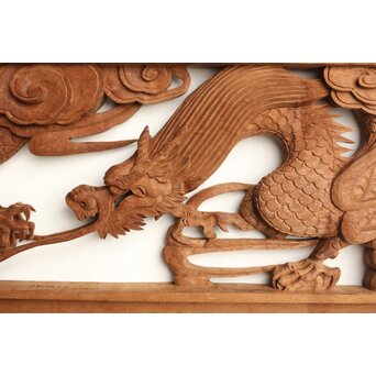 茂一作 木彫欄間 雲龍図 2枚1組　R0233Y 