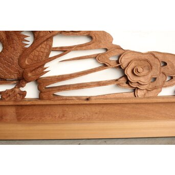 茂一作 木彫欄間 雲龍図 2枚1組　R0233Y 