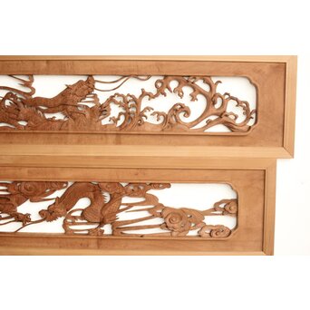 茂一作 木彫欄間 雲龍図 2枚1組　R0233Y 