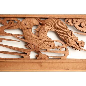 茂一作 木彫欄間 雲龍図 2枚1組　R0233Y 