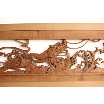 茂一作 木彫欄間 雲龍図 2枚1組　R0233Y 