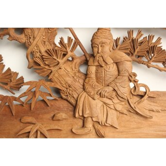 巧介作 木彫欄間 七福神図 2枚1組　R0234Y 