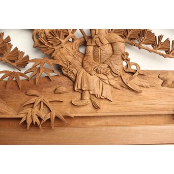 巧介作 木彫欄間 七福神図 2枚1組　R0234Y 