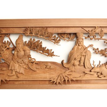 巧介作 木彫欄間 七福神図 2枚1組　R0234Y 