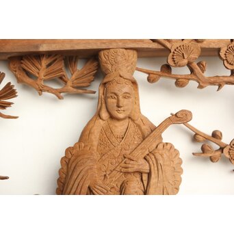 巧介作 木彫欄間 七福神図 2枚1組　R0234Y 