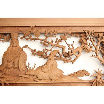 巧介作 木彫欄間 七福神図 2枚1組　R0234Y 