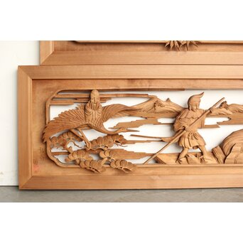 巧介作 木彫欄間 七福神図 2枚1組　R0234Y 