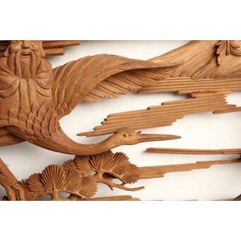 巧介作 木彫欄間 七福神図 2枚1組　R0234Y 