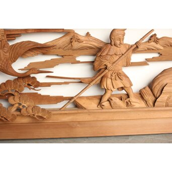 巧介作 木彫欄間 七福神図 2枚1組　R0234Y 