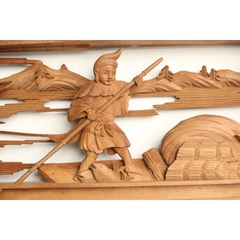 巧介作 木彫欄間 七福神図 2枚1組　R0234Y 