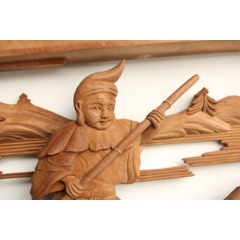 巧介作 木彫欄間 七福神図 2枚1組　R0234Y 