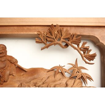 巧介作 木彫欄間 七福神図 2枚1組　R0234Y 