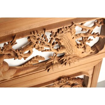 巧介作 木彫欄間 七福神図 2枚1組　R0234Y 