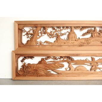 巧介作 木彫欄間 七福神図 2枚1組　R0234Y 