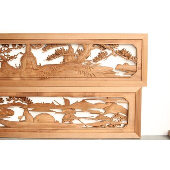 巧介作 木彫欄間 七福神図 2枚1組　R0234Y 