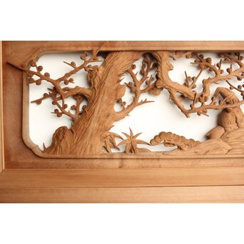 巧介作 木彫欄間 七福神図 2枚1組　R0234Y 