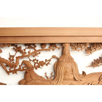 巧介作 木彫欄間 七福神図 2枚1組　R0234Y 