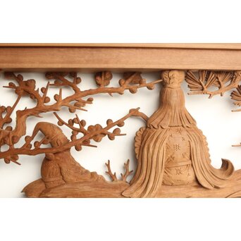 巧介作 木彫欄間 七福神図 2枚1組　R0234Y 