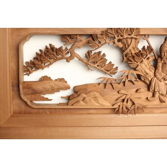 巧介作 木彫欄間 七福神図 2枚1組　R0234Y 