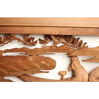 巧介作 木彫欄間 七福神図 2枚1組　R0234Y 