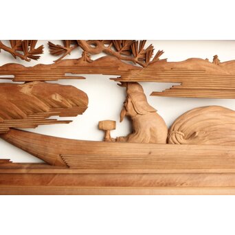 巧介作 木彫欄間 七福神図 2枚1組　R0234Y 