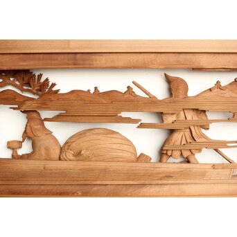 巧介作 木彫欄間 七福神図 2枚1組　R0234Y 