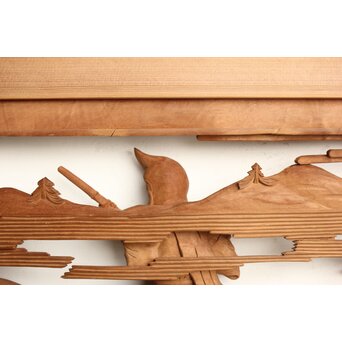 巧介作 木彫欄間 七福神図 2枚1組　R0234Y 