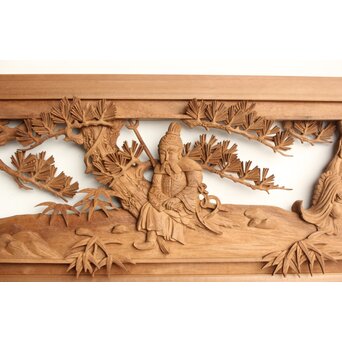 巧介作 木彫欄間 七福神図 2枚1組　R0234Y 