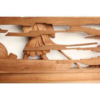 巧介作 木彫欄間 七福神図 2枚1組　R0234Y 