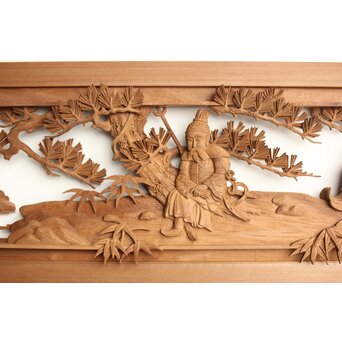 巧介作 木彫欄間 七福神図 2枚1組　R0234Y 