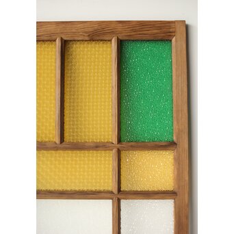 多種ガラス 細分割 緑黄色ガラス建具 2枚1組　GD0121Y 