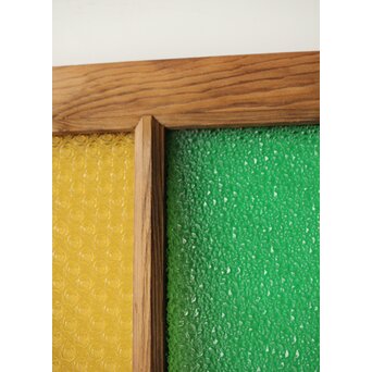 多種ガラス 細分割 緑黄色ガラス建具 2枚1組　GD0121Y 