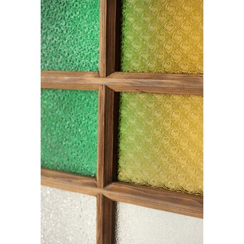 多種ガラス 細分割 緑黄色ガラス建具 2枚1組　GD0121Y 