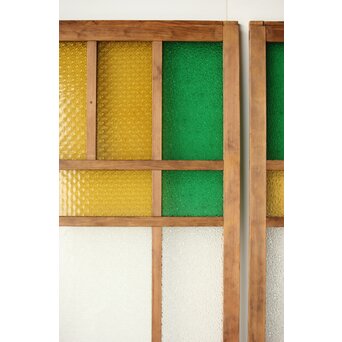 多種ガラス 細分割 緑黄色ガラス建具 2枚1組　GD0121Y 