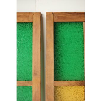 多種ガラス 細分割 緑黄色ガラス建具 2枚1組　GD0121Y 