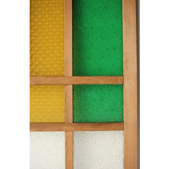 多種ガラス 細分割 緑黄色ガラス建具 2枚1組　GD0121Y 