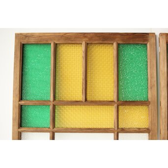 多種ガラス 細分割 緑黄色ガラス建具 2枚1組　GD0121Y 