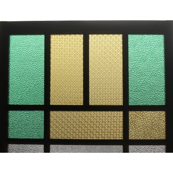 多種ガラス 細分割 緑黄色ガラス建具 2枚1組　GD0121Y 