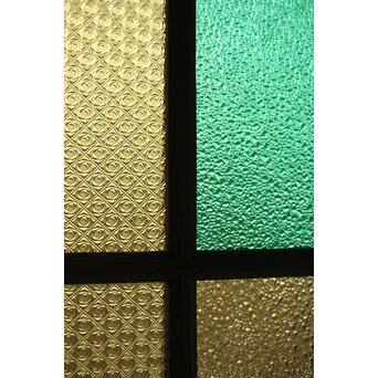 多種ガラス 細分割 緑黄色ガラス建具 2枚1組　GD0121Y 