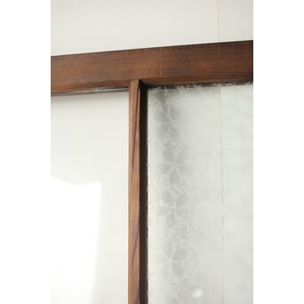 桜模様と緑色ガラスの建具 2枚1組　GD0122YD 