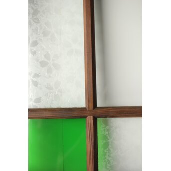 桜模様と緑色ガラスの建具 2枚1組　GD0122YD 