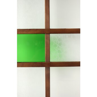 桜模様と緑色ガラスの建具 2枚1組　GD0122YD 