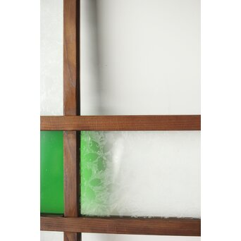 桜模様と緑色ガラスの建具 2枚1組　GD0122YD 