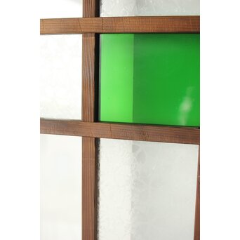 桜模様と緑色ガラスの建具 2枚1組　GD0122YD 