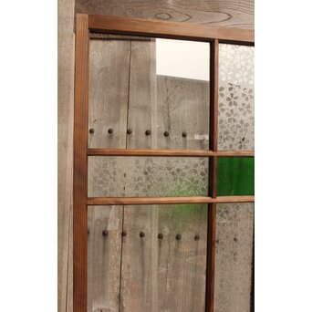 桜模様と緑色ガラスの建具 2枚1組　GD0122YD 