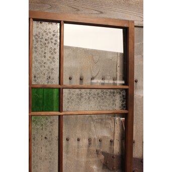 桜模様と緑色ガラスの建具 2枚1組　GD0122YD 