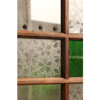 桜模様と緑色ガラスの建具 2枚1組　GD0122YD 