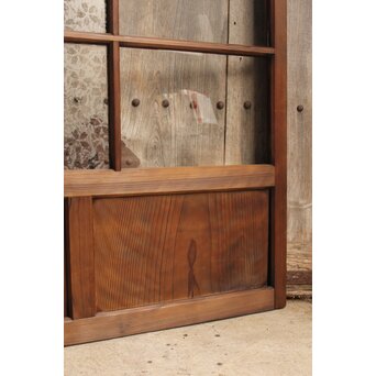 桜模様と緑色ガラスの建具 2枚1組　GD0122YD 